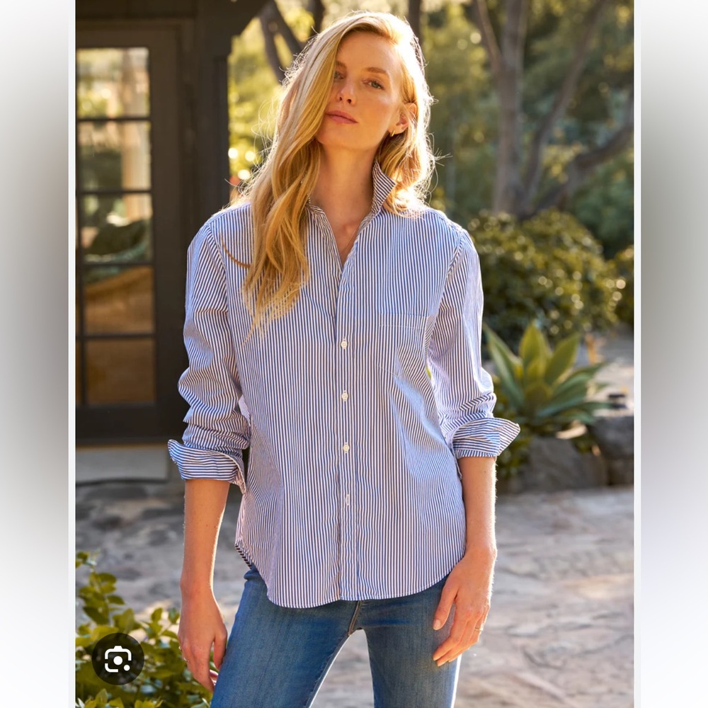 FRANK & EILEEN STRIPED BUTTON DOWN BLOUSE | PERFECT CONDITION | SIZE L